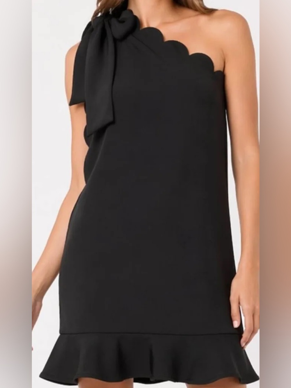 Victoria Beckham for Target One-Shoulder Black Scalloped Bow Dress